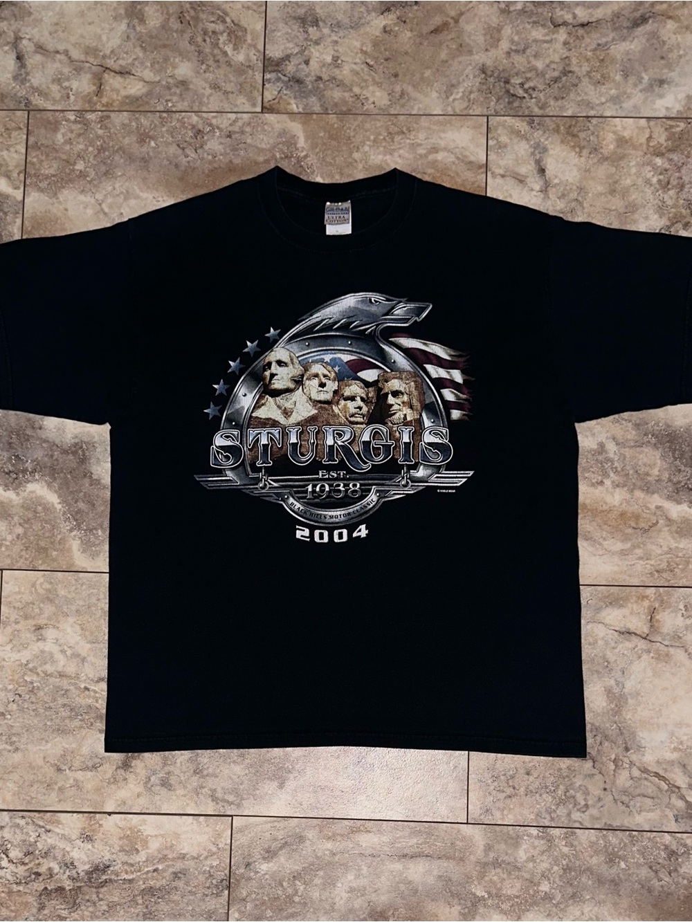 Vintage 2004 Sturgis Black Hills Motorcycle Rally Mount Rushmore Eagle T-Shirt